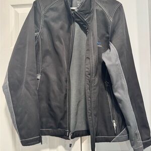 Black Softshell Zip Jacket | Performance Athletic Outerwear | M